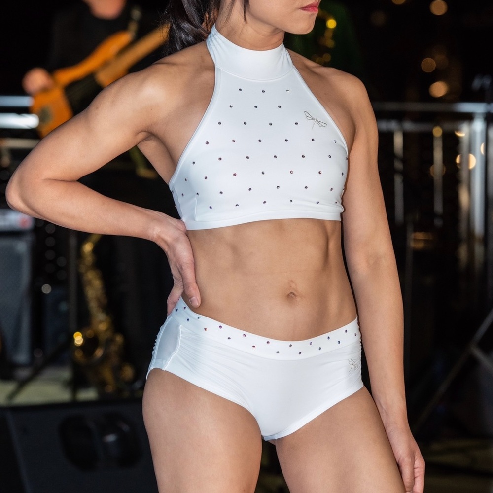 ♥️ Dragonfly X Swarovski 2-Pc Bathing Suit Bikini Swimsuit Gymnastics Pole Wear